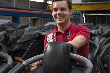 Ainsley James working with rollercoaster seating